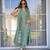 Sea green embroidered viscose chanderi kurta set with dupatta