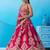 Pink- Silk Beads & Sequins Embroidered Semi-Stitched Lehenga & Unstitched Blouse With Dupatta