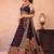 Purple- Chinnon Silk Sequinned Thread & Zari Embroidered Semi-Stitched Lehenga & Unstitched Blouse With Dupatta