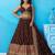 Brown- Chinnon Silk Sequinned Thread & Zari Embroidered Semi-Stitched Lehenga & Unstitched Blouse With Dupatta