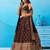 Brown- Chinnon Silk Sequinned Thread & Zari Embroidered Semi-Stitched Lehenga & Unstitched Blouse With Dupatta