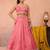 Pink- Cosmos Silk Beads & Sequins Embroidered Semi-Stitched Lehenga & Unstitched Blouse With Dupatta