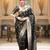 black  soft art silk banarasi jacuard work designer party wear saree with unstitched blouse piece