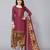Unstitched printed cotton blend kurta & patiyala dress material with top, bottom & dupatta