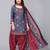 Unstitched printed cotton blend kurta & patiyala dress material with top, bottom & dupatta