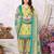 Unstitched printed cotton blend kurta & patiyala dress material with top, bottom & dupatta