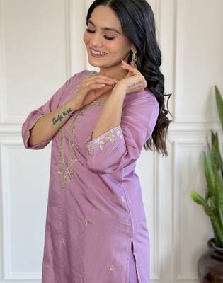 Dark-baby-pink embroidered chanderi sequins work ethnic-kurtis 3