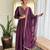 Dark-wine embroidered vichitra silk sequins work ethnic-kurtis