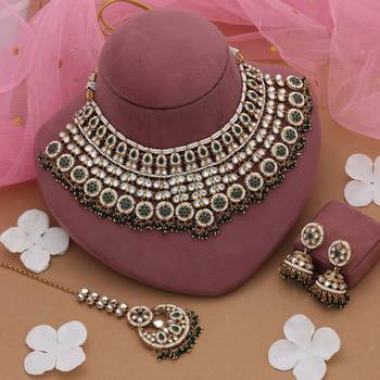 Green color kundan necklace set 2