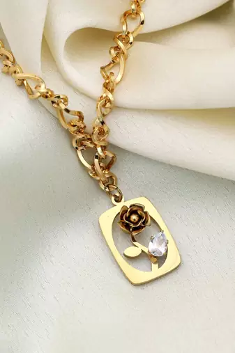 Gold color stainless steel anti tarnish necklace
