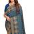 teal blue sequin embroidered work vichitra silk blend saree for women