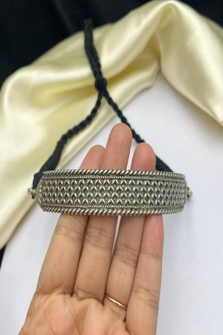 Vintage silver choker necklace||boho ethnic tribal collar