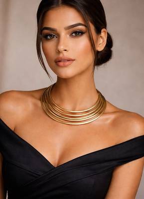 Gold multi strand choker necklace for women||minimalist open neck wire jewelry 1