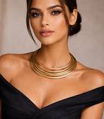 Gold multi strand choker necklace for women||minimalist open neck wire jewelry