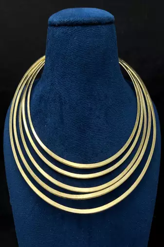 Gold multi strand choker necklace for women||minimalist open neck wire jewelry