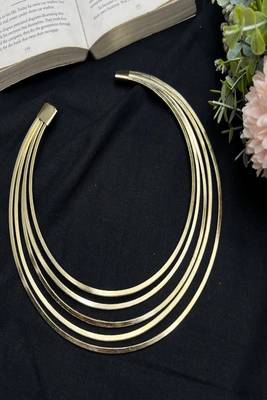 Gold multi strand choker necklace for women||minimalist open neck wire jewelry 4