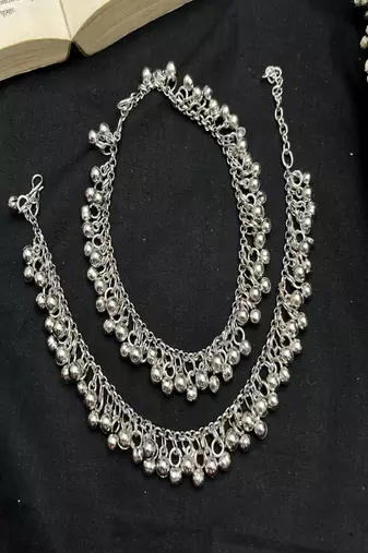 Silver payal anklet for women||traditional indian anklet with ghungroo, ethnic bridal payal, boho foot jewelry