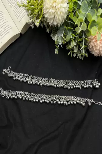 Silver payal anklet for women||traditional indian anklet with ghungroo, ethnic bridal payal, boho foot jewelry