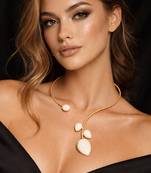 Oxidised gold hasli choker necklace with mother of pearl style | sleek minimalist banjara tribal torque