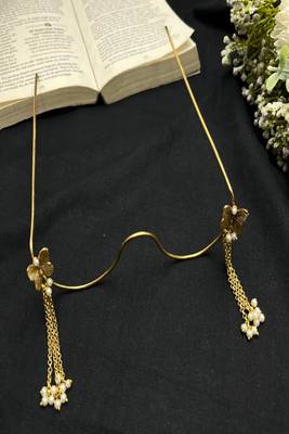Gold butterfly facelet jewelry||bridal face chain glasses 3
