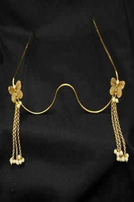 Gold butterfly facelet jewelry||bridal face chain glasses 4