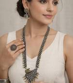 Dual tone oxidized silver jewelry set || indian tribal haram necklace set || boho statement jewelry combo