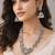 Oxidized silver long necklace set with jhumka earrings|| pink stone temple jewelry