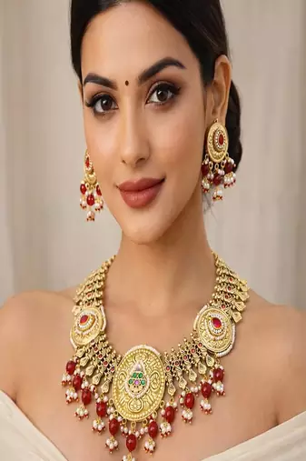 Indian kundan jadau bridal necklace set|| rajwadi jalebi gold statement choker