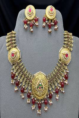 Indian kundan jadau bridal necklace set|| rajwadi jalebi gold statement choker 2