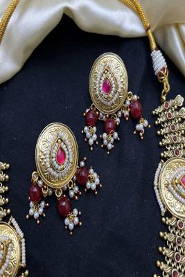 Indian kundan jadau bridal necklace set|| rajwadi jalebi gold statement choker 3