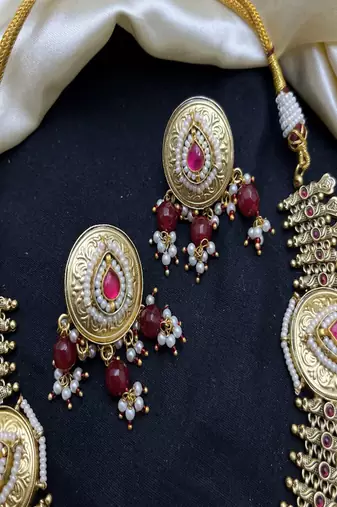 Indian kundan jadau bridal necklace set|| rajwadi jalebi gold statement choker