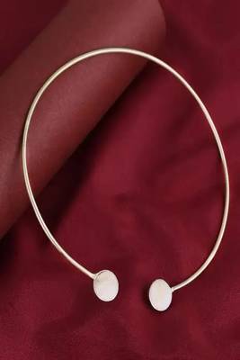 Minimalist gold brass hasli choker necklace with mother of pearl stones||open front neck cuff collar 3