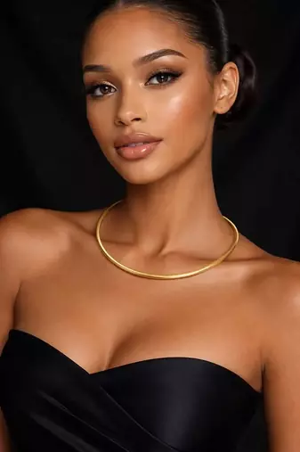 Minimalist gold hasli necklace||gold plated collar choker for women