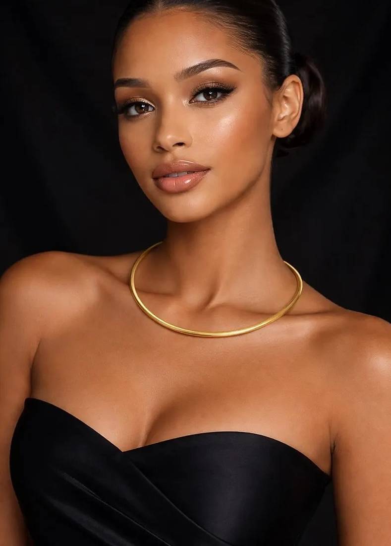 Minimalist gold hasli necklace||gold plated collar choker for women