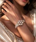 Gold plated kundan openable kada bracelet | indian bridal cuff bangle