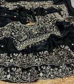 Black Color Gold Beeds Work With Cut work Border Silk Saree