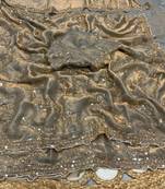 Gray Color Gold Beeds Work With Cut work Border Silk Saree