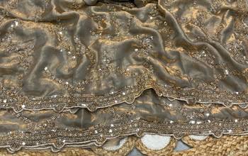 Gray Color Gold Beeds Work With Cut work Border art silk saree 3