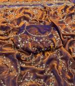 mustard Color Gold Beeds Work With Cut work Border Silk Saree