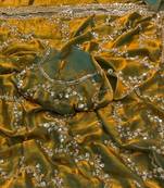 Olive Color Gold Beeds Work With Cut work Border Silk Saree