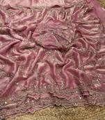 Pink Color Gold Beeds Work With Cut work Border Silk Saree