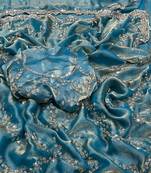 Sky Blue Color Gold Beeds Work With Cut work Border Silk Saree