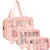 Pink transparent pvc travel cosmetic wash bag 3 pcs set (large medium small)