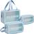 Blue transparent pvc travel cosmetic wash bag 3 pcs set (large medium small)