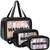 Black transparent pvc travel cosmetic wash bag 3 pcs set (large medium small)