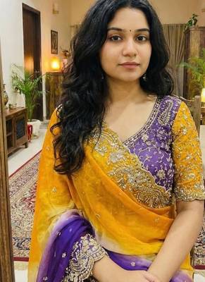 Purple Color Embroidery Sequence work fendy satin Saree 5