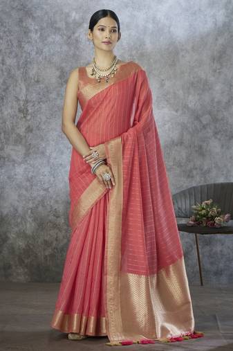 pink elegant cotton silk saree | light & comfortable | single piece available