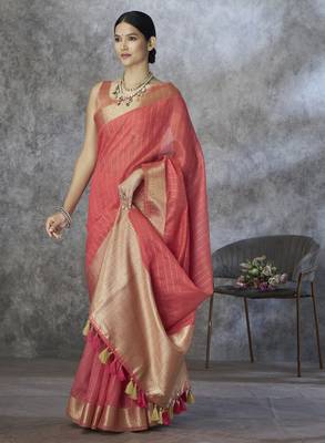 pink elegant cotton silk blend saree | light & comfortable | single piece available 3