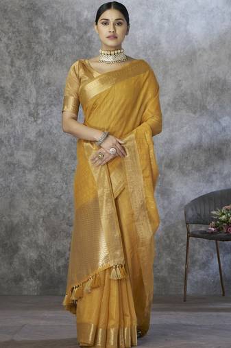 yellow elegant cotton silk saree | light & comfortable | single piece available