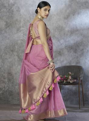 light pink elegant cotton silk blend saree | light & comfortable | single piece available 2
